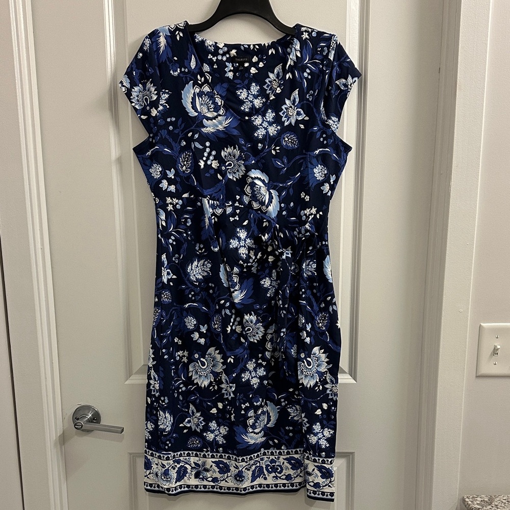 Talbots Navy Floral Midi Dress